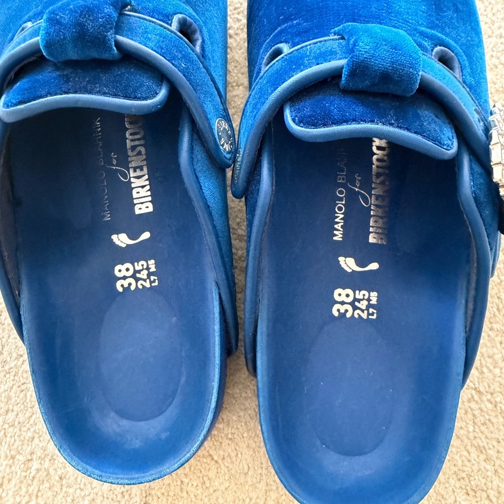 Manila Blahnik x Birkenstock Velvet Crystal Embellishment Mules. Never worn. - Picture 4 of 6